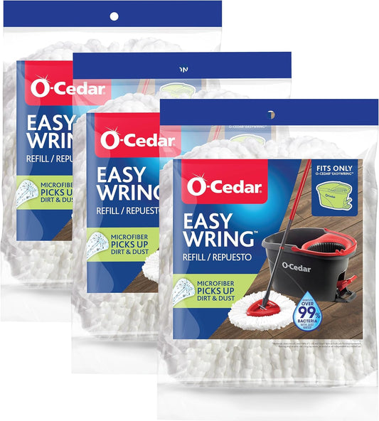 O-Cedar EasyWring Spin Mop Head Refill - Pack of 3 for Effortless Cleaning and Shine