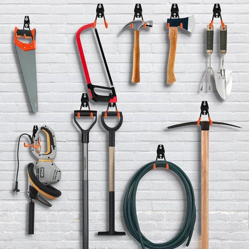 KURUI Heavy Duty Garage Hooks - 2 Pack Metal Wall Mount Utility Hooks for Ladder & Tool Storage