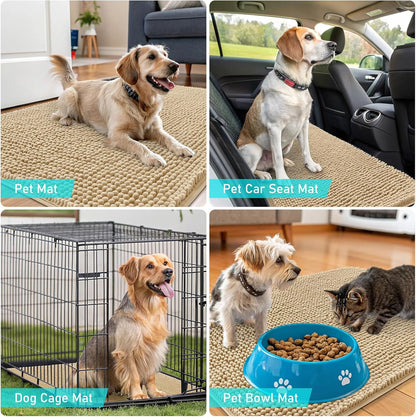 OLANLY Dog Door Mat - Absorbent Non-Slip Chenille Mat for Muddy Paws | 30x17 Inches, Beige