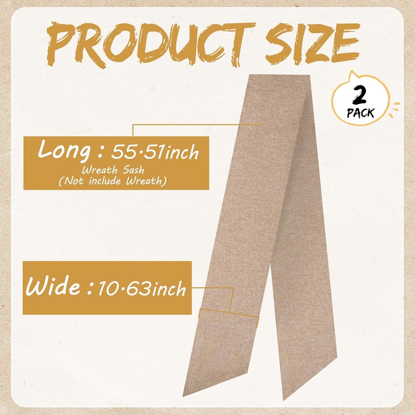 Rustic Wreath Sash by [Brand Name] - 2 Pcs 55.5 Inch Blank Sash for Farmhouse Decor | Perfect for Embroidery