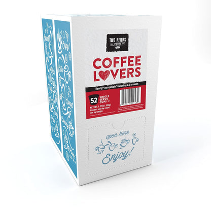 Two Rivers Coffee Lovers Coffee Pods Sampler - Compatible with K-Cup Brewers | 52 Count Variety Pack