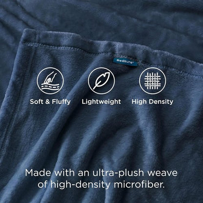 Bedsure GentleSoft Fleece Blanket - Cozy Lightweight Plush in Mineral Blue | California King Size 102x96 Inches