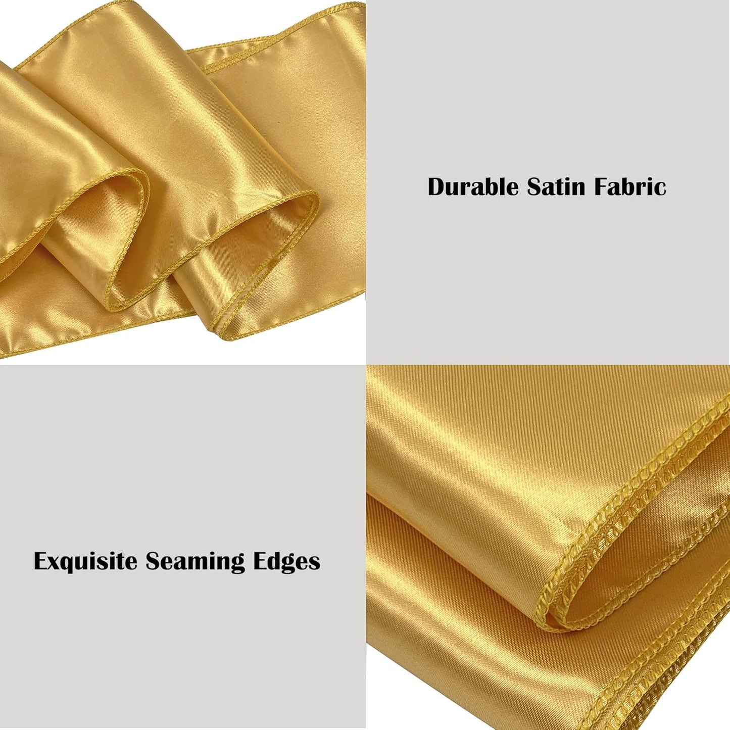 Skiennix Satin Chair Sashes - 50PCS Elegant Ribbon Ties for Wedding & Event Decor | Gold