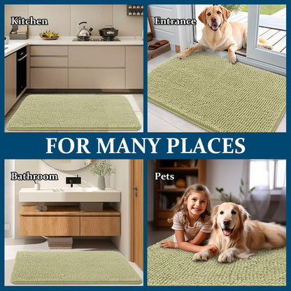 OLANLY Dog Door Mat - Absorbent Non-Slip Chenille for Muddy Paws | 45x27, Quick Dry, Vanilla