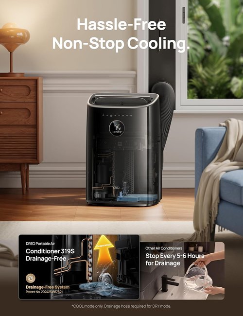 DREO 10000 BTU Portable Air Conditioner - Smart, Quiet Cooling for Bedrooms | APP/Voice/Remote Control