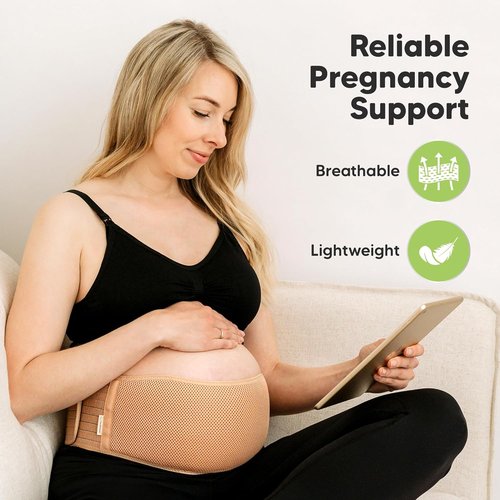KeaBabies Maternity Belly Band - Soft & Breathable Pregnancy Support Belt | Adjustable Comfort (Classic Ivory, M/L)