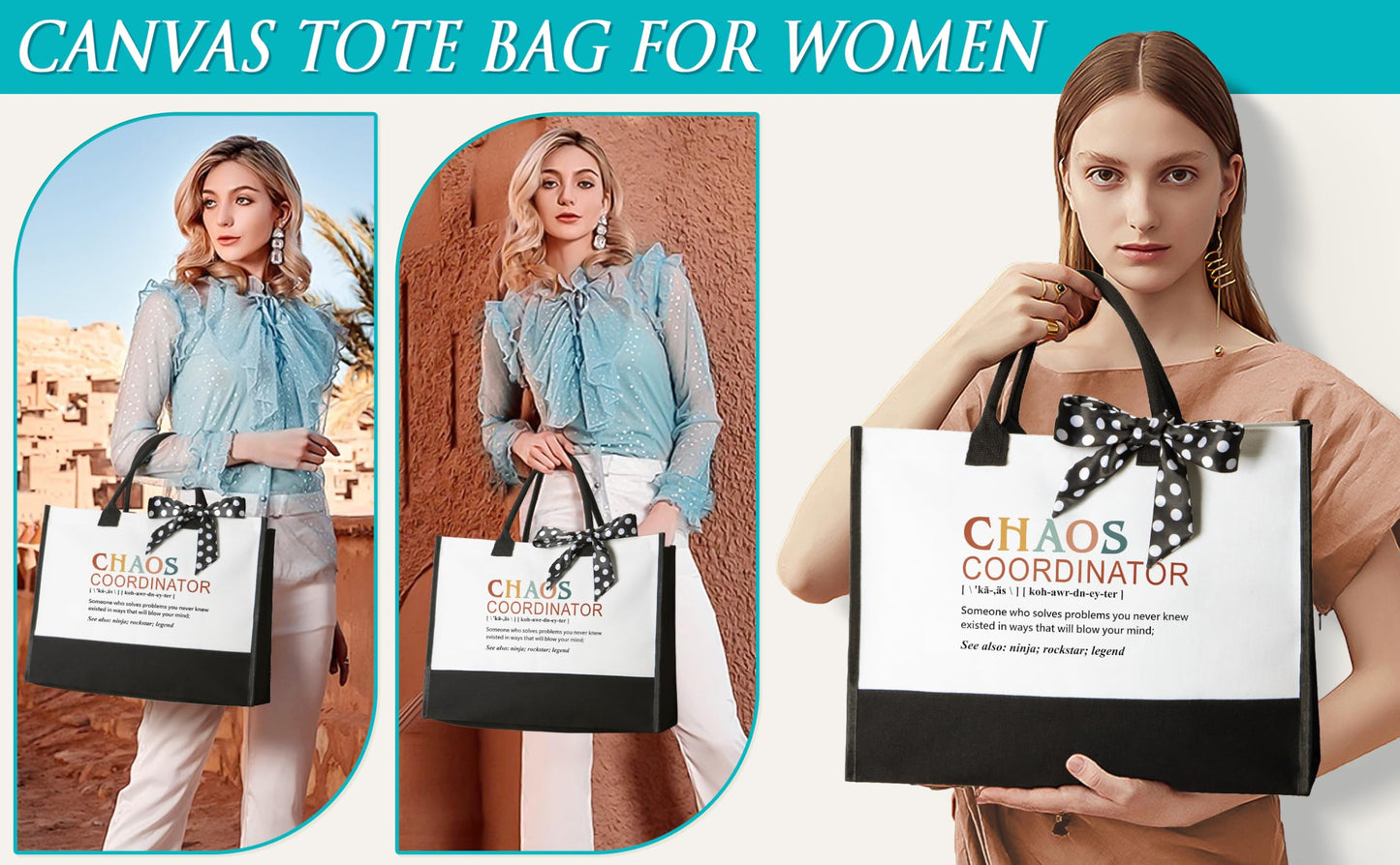 Thank You Gifts for Women, Administrative Professional Day Gifts, Chaos Coordinator Gifts for Coworker Manager Boss Lady Nurse Employee Teacher Appreciation Gifts, Birthday Gifts with Canvas Tote Bag