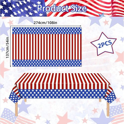 American Flag Tablecloths by [Brand Name] - 3 Pack 54x108 Inch Disposable Rectangle Covers for Patriotic Celebrations