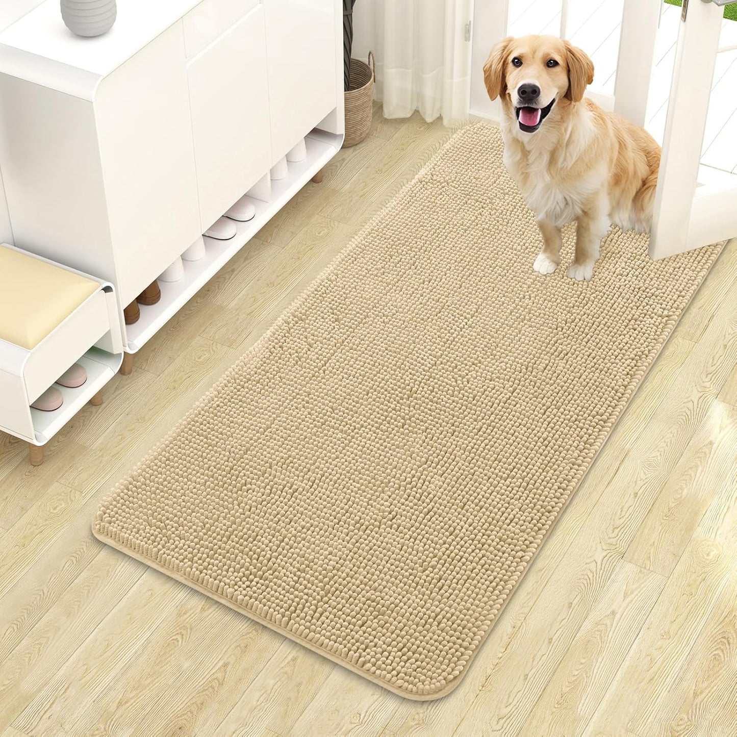 OLANLY Dog Door Mat - Absorbent Non-Slip Chenille Mat for Muddy Paws | 44x24 Inches, Quick Dry, Indoor Use