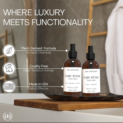 Muse Apothecary Flush Ritual - Aromatic Toilet Spray with Natural Essential Oils | Coconut & Sandalwood, 4 oz