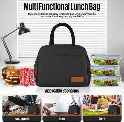 Douyadady Insulated Lunch Bag - Stylish Black Lunch Box for Men and Women | Durable & Spacious