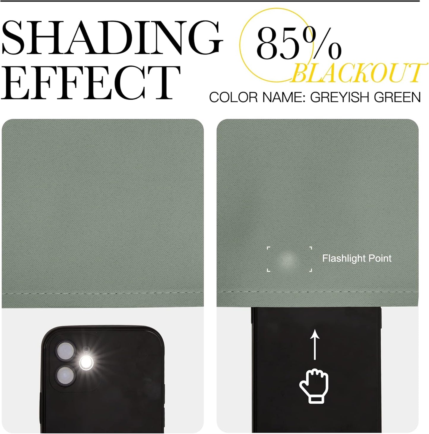 NICETOWN Greyish Green Blackout Curtains - 90" Long, Sound Reducing & Heat Blocking | 55" Wide, 2 Panels