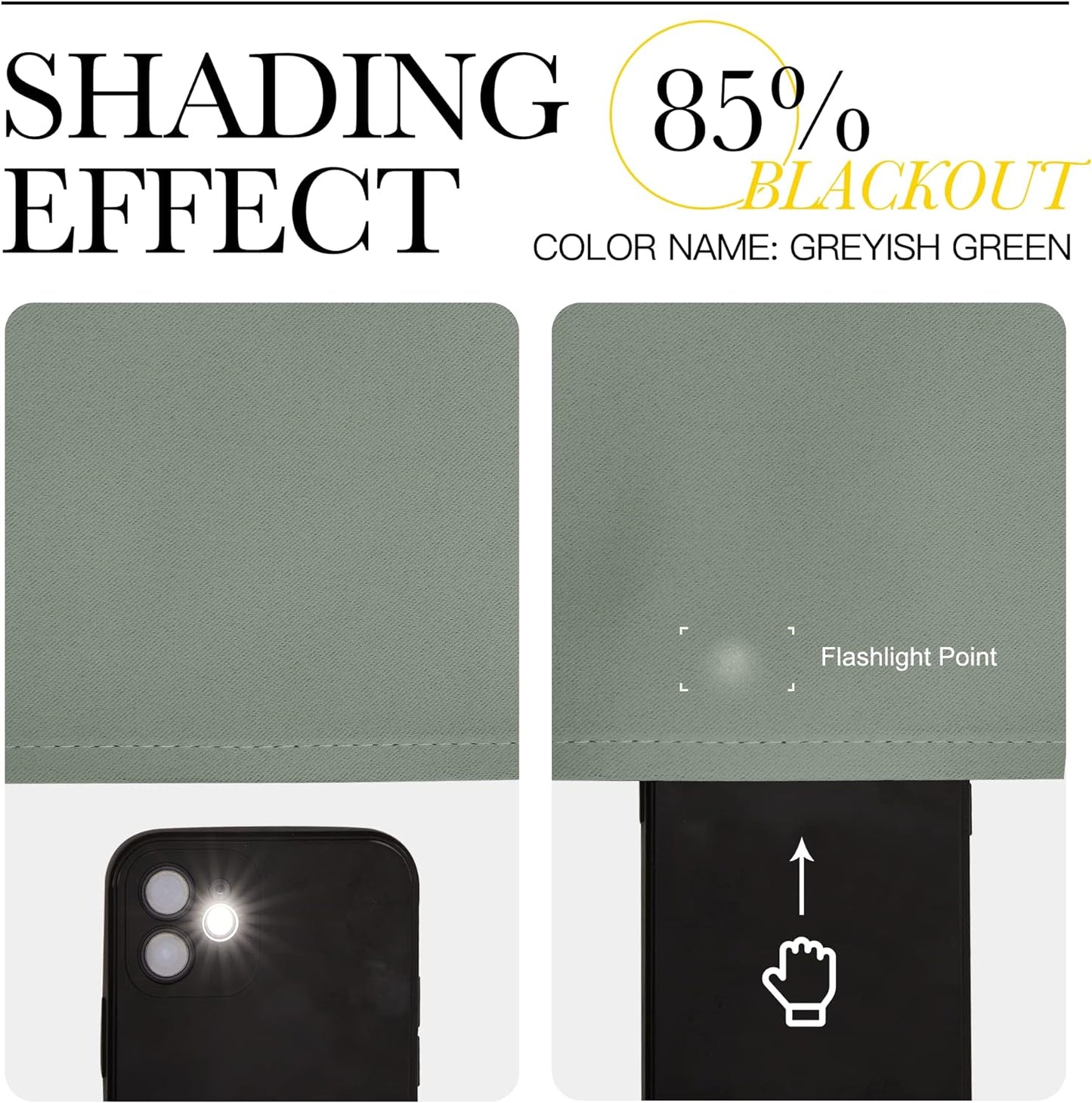 NICETOWN Blackout Curtain Panels - Thermal Insulated Grommet Drapes for Basement | Greyish Green, 34x84 Inch (1 Pair)