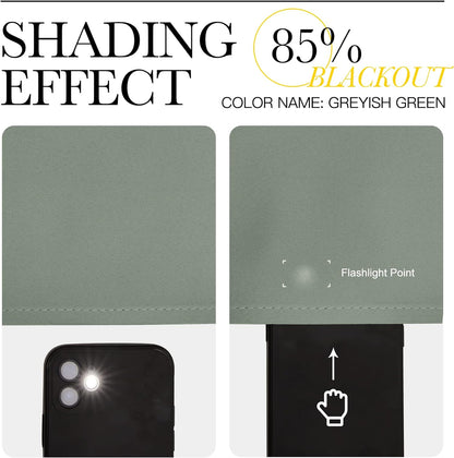 NICETOWN Blackout Curtain Panels - Thermal Insulated Grommet Drapes for Basement | Greyish Green, 34x84 Inch (1 Pair)