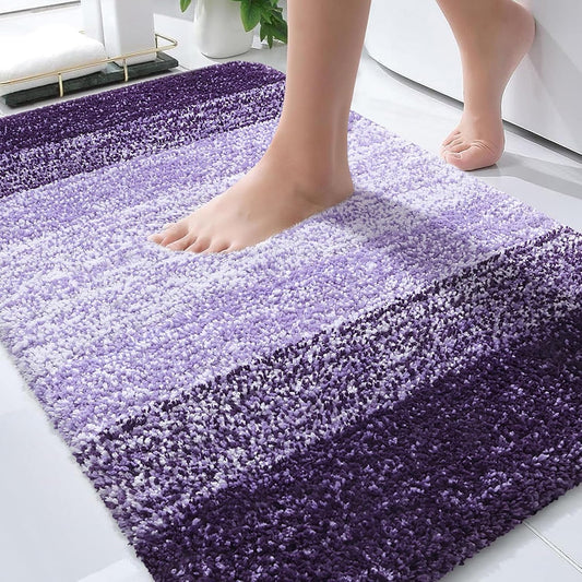 OLANLY Bathroom Rugs - Extra Soft Microfiber Mat 34x21 | Quick Dry & Machine Washable, Violet