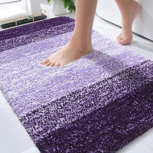 OLANLY Bathroom Rugs Mat 34x21, Extra Soft Absorbent Microfiber Bath Rugs, Rubber Backing, Quick Dry, Machine Washable Bath Mats for Bathroom Floor, Tub and Shower, Home Decor Accessories, Violet