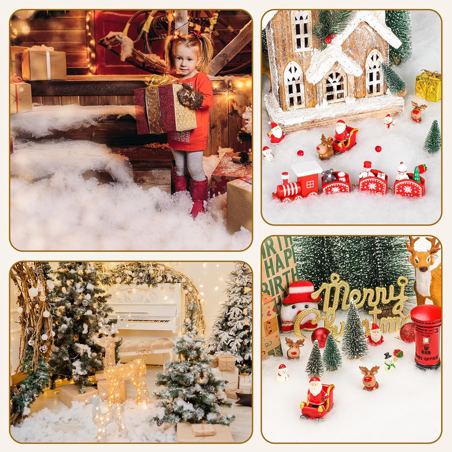 Vodiye Fluffy Snow Blanket - Lifelike Artificial Snow for Christmas Decor | Soft & Thick (2pcs)