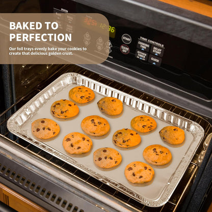 Skiennix Aluminum Disposable Cookie Sheets - 24 Pack | 16 x 11 Inch Baking & Roasting Pans