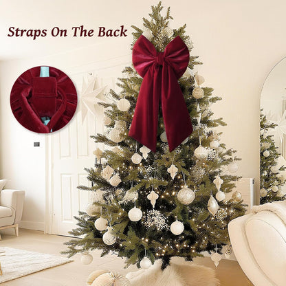 Regine Switzerland Christmas Tree Topper | Large 36x18 Inches Red Velvet Bow - Perfect for Indoor & Outdoor Decor