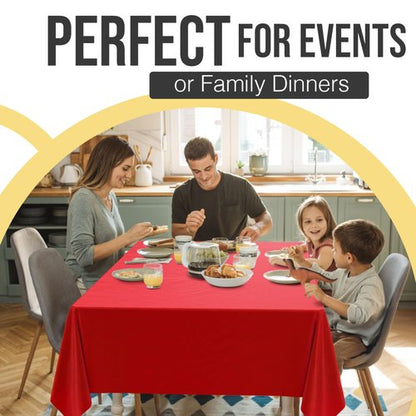 Exquisite 66% Thicker Premium Plastic Table Cloth Rectangle Table Cover 0.5 Mil 12 Pack Red Table Cloth 54 Inch x 108 Inch Disposable Tablecloth Won't Tear Easily Like Cheap Thin Brands