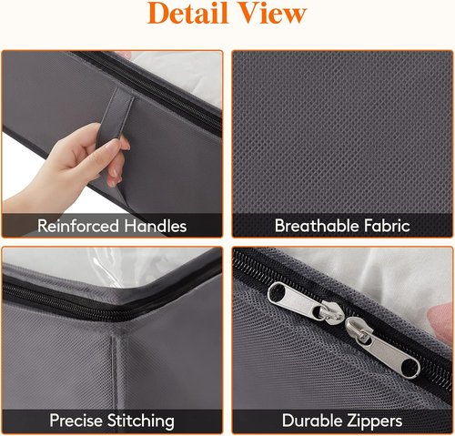 Lifewit 95L Under Bed Storage Containers - Large Capacity Blanket Bags with Reinforced Handles | Grey
