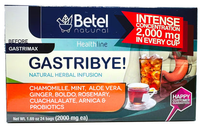 Gastribye Herbal Tea by Betel Natural - Natural Gastric Support - 24 Tea Bags