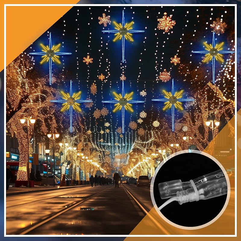 Large Christmas LED Bethlehem Star Light - 48" Warm Blue, With Iron Frame (Variation: Warm Blue+48")