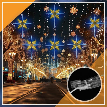 Large Christmas LED Bethlehem Star Light - 48" Warm Blue, With Iron Frame (Variation: Warm Blue+48")