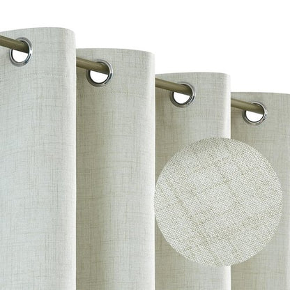 Urban Lotus Beige Linen Textured Full Blackout Curtain Panels 84 Inches Long Solid Color Room Darkening Thermal Inulated Drapes for Living Room/Bedroom Grommet Top Window Treatment, 52" W, 2 Panels