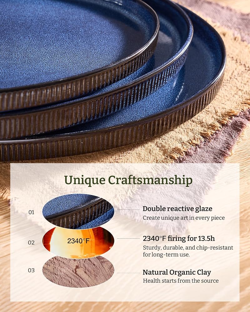Famiware Nebulas Blue 3-Piece Large Oval Serving Platters Set (16", 14", 12")