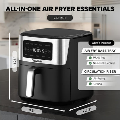 Nuwave Brio Plus 6-in-1 Air Fryer - 7-Qt Capacity with Precise Temp Control & 100 Presets | PFAS-Free Nonstick