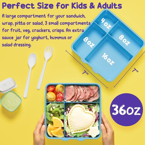 Fimibuke Chill Bento Box - Leak Proof Lunch Container with Ice Pack | BPA Free, 4 Compartments, Microwave & Dishwasher Safe