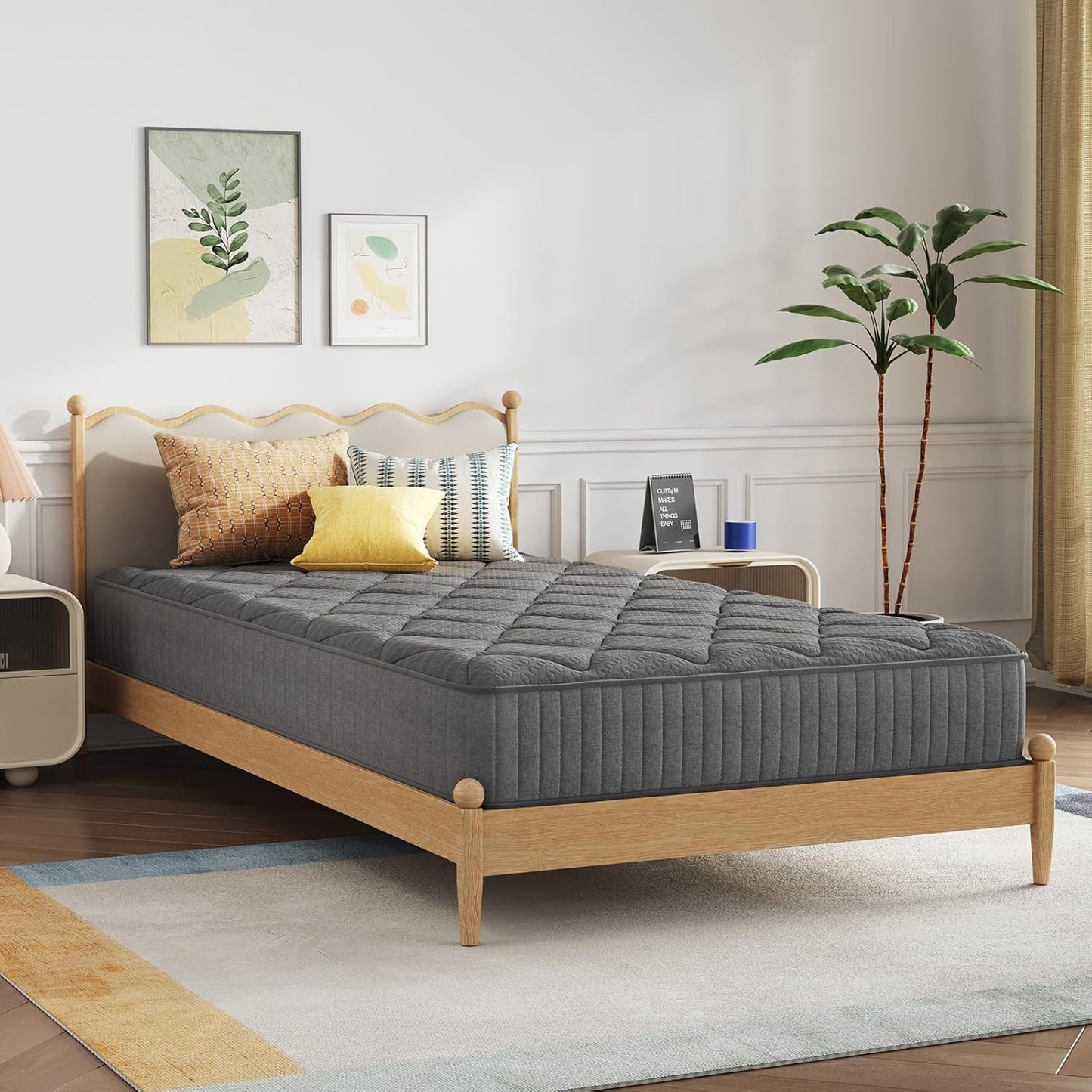Novilla Twin Hybrid Mattress - 8 Inch Gel-Infused Memory Foam & Pocketed Coils for Back Pain Relief | CertiPUR-US Certified