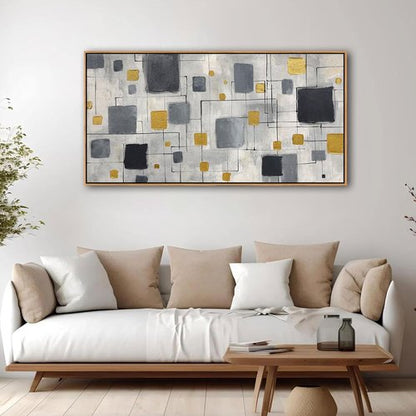 KLAKLA Modern Abstract Wall Art Poster - Unframed Black, Gold & Gray Decor | 40x20 Inches for Living Room & Office