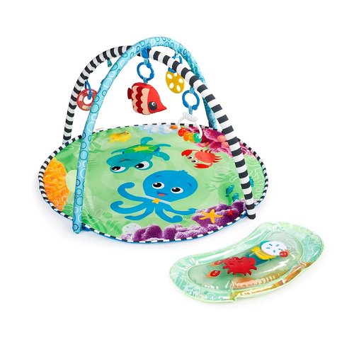 Baby Einstein 2-in-1 Water Mat - Portable Tummy Time Activity Play Gym for Newborns & Up