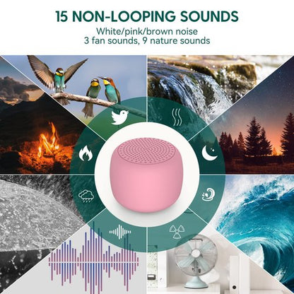 Babelio White Noise Sound Machine for Adults Kids Baby, Mini, 15 Non-looping Sounds, Timer, Memory Function, Easy to Pocket and Travel Pink