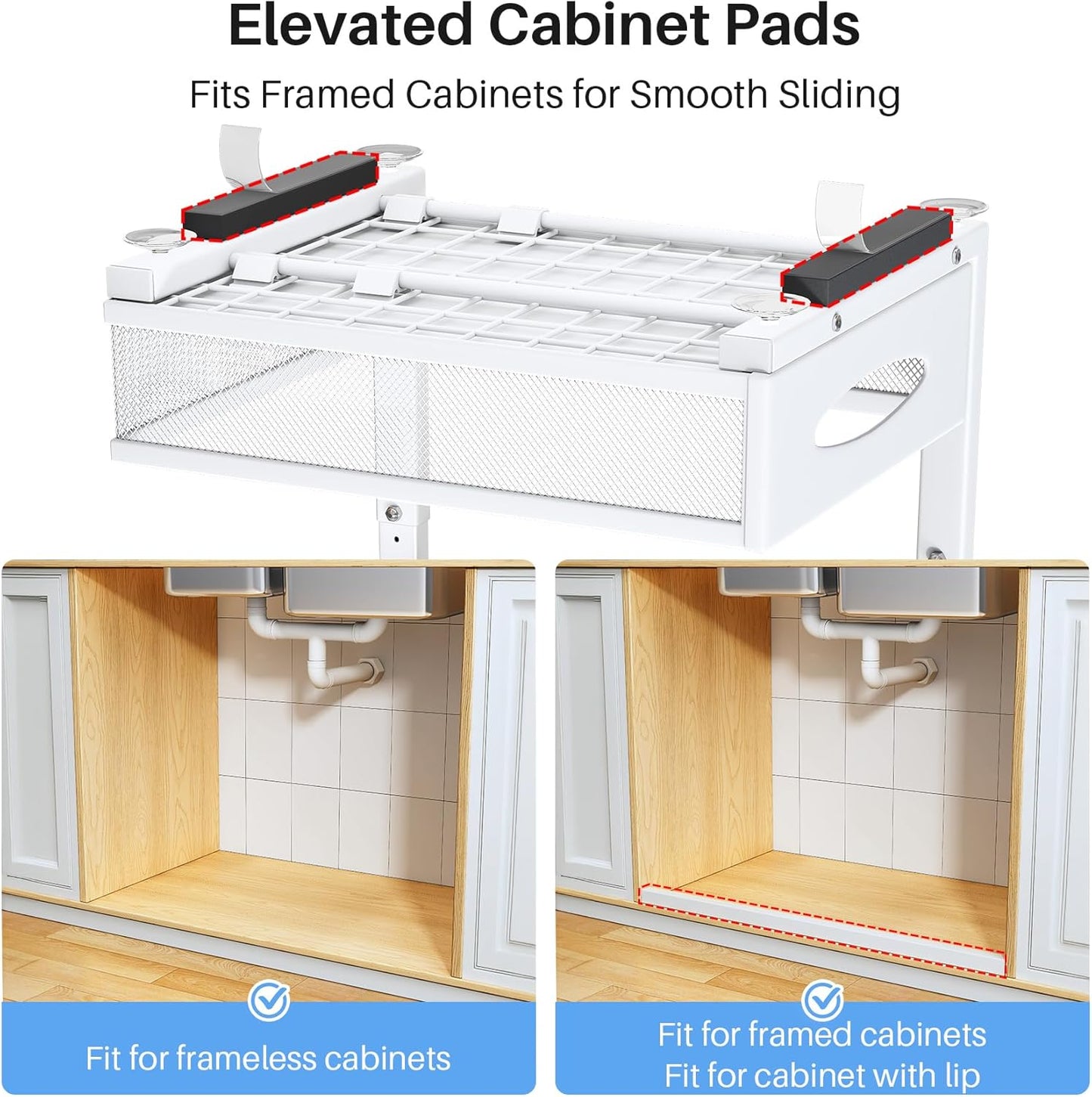 Under Sink Organizer | 2-Pack 2-Tier Pull-Out Shelf with Mesh Drawers for Kitchen & Bathroom