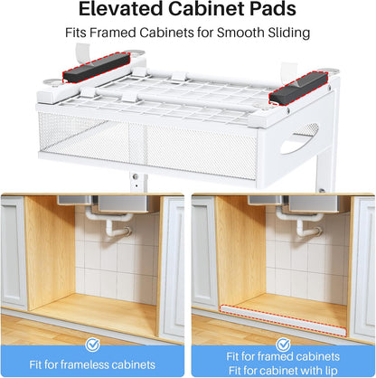 Under Sink Organizer | 2-Pack 2-Tier Pull-Out Shelf with Mesh Drawers for Kitchen & Bathroom