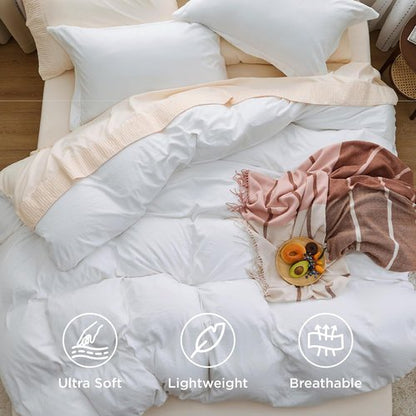 Bedsure King Size Duvet Cover Set - 3 Pieces Extra Soft Prewashed Cotton-Like Polyester, 104x90 Inches with Zipper Closure & 2 Pillow Shams
