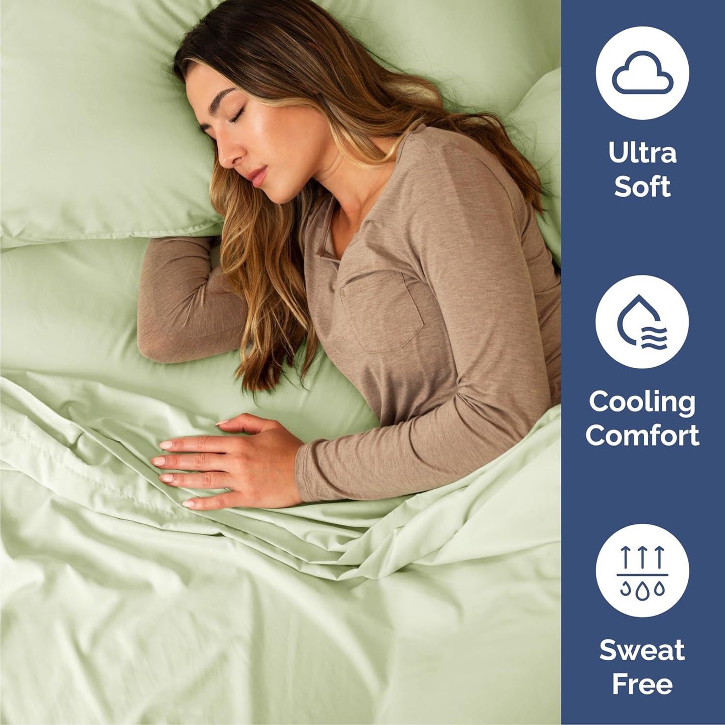 Queen Size Sheet Set by [Brand Name] - Comfy, Breathable & Cooling Luxury Bedding - Deep Pockets, Wrinkle-Free - Light Sage Green