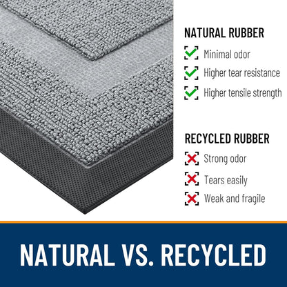 OLANLY Indoor Outdoor Front Door Mat - Waterproof All-Weather Doormat, Easy Clean, 29.5x17, Ash Gray