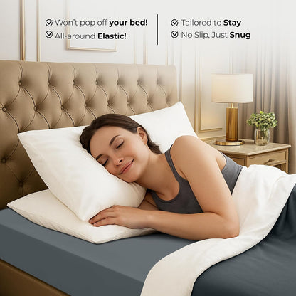 Utopia Bedding King Fitted Sheet - Deep Pocket Polyester - Fade & Shrinkage Resistant - Grey