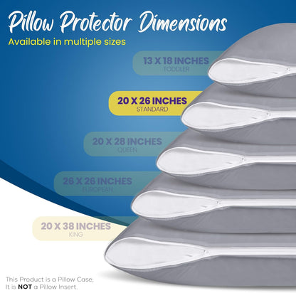 Utopia Bedding Premium Waterproof Pillow Protectors - Bed Bug & Dust Mite Proof, Standard Size (Set of 4) | Gray
