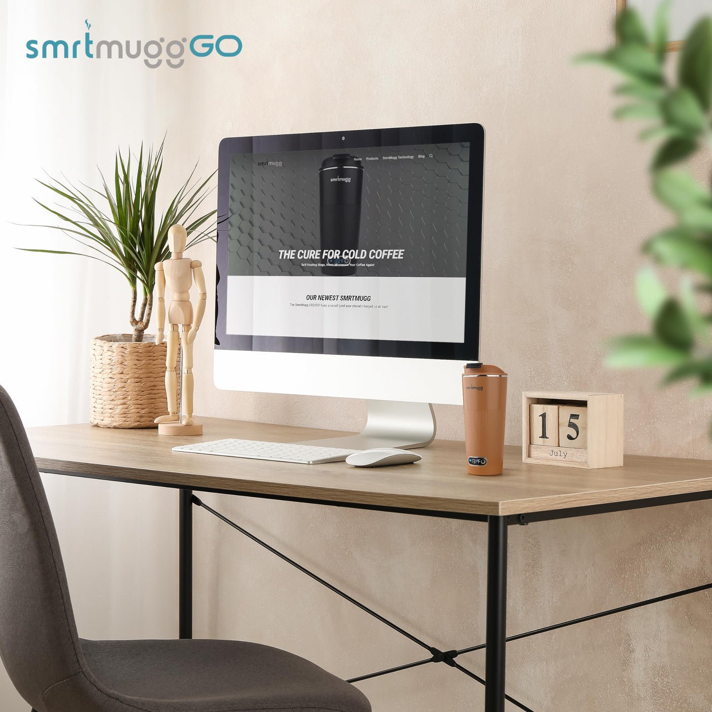 SMRTMUGG GO Heated Coffee Mug, Travel Mug, 13.5 OZ. Smart Mug, Battery Powered Heated Coffee Mug, Great for Coffee and Tea, Snap on Magnetic Charging Cord, New and Improved (Pumpkin Spice)