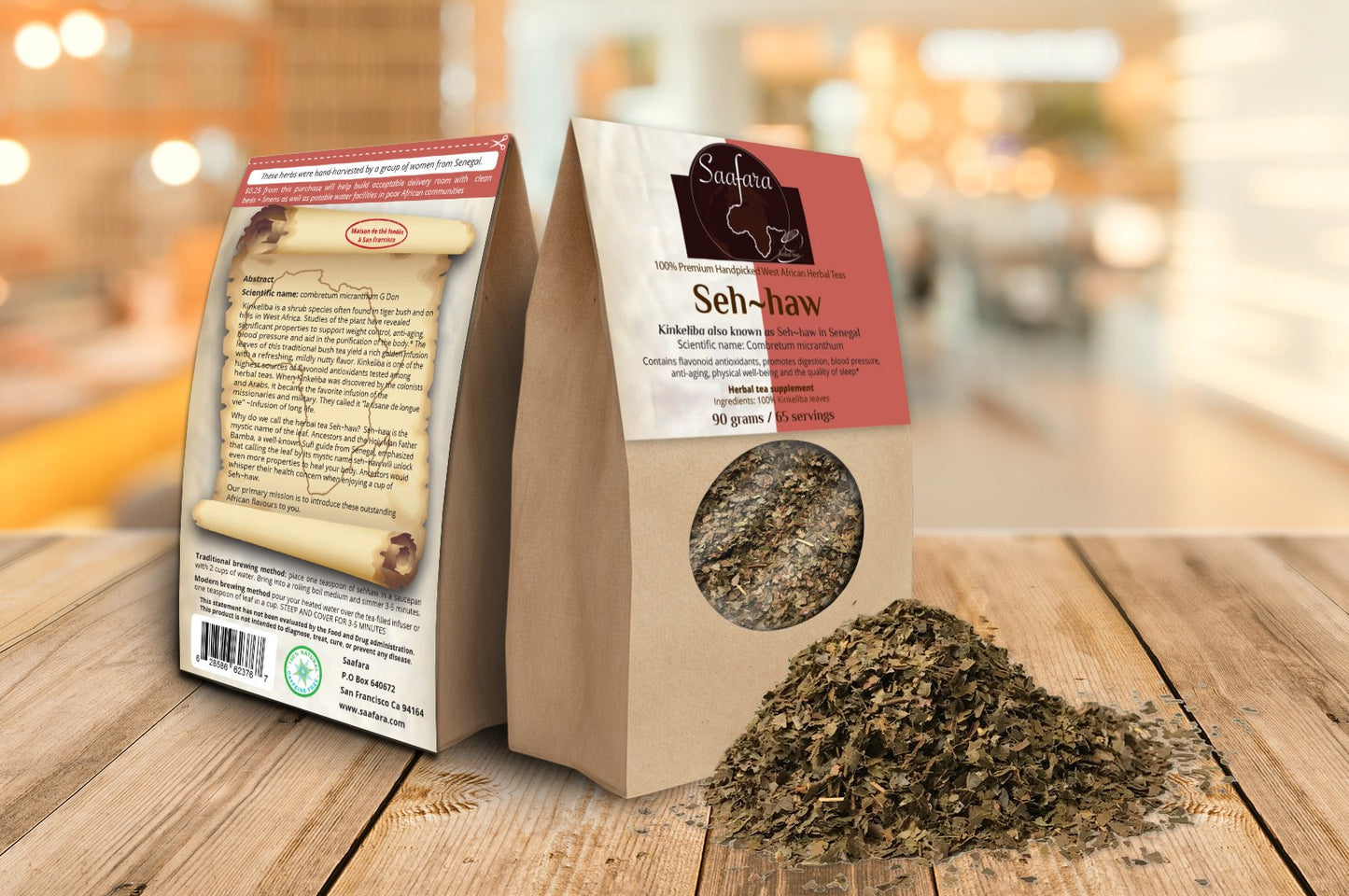 Saafara herbal Teas, Seh-haw, 180 grams/ 130 Servings (Pack of 2), Kinkeliba Leaves.