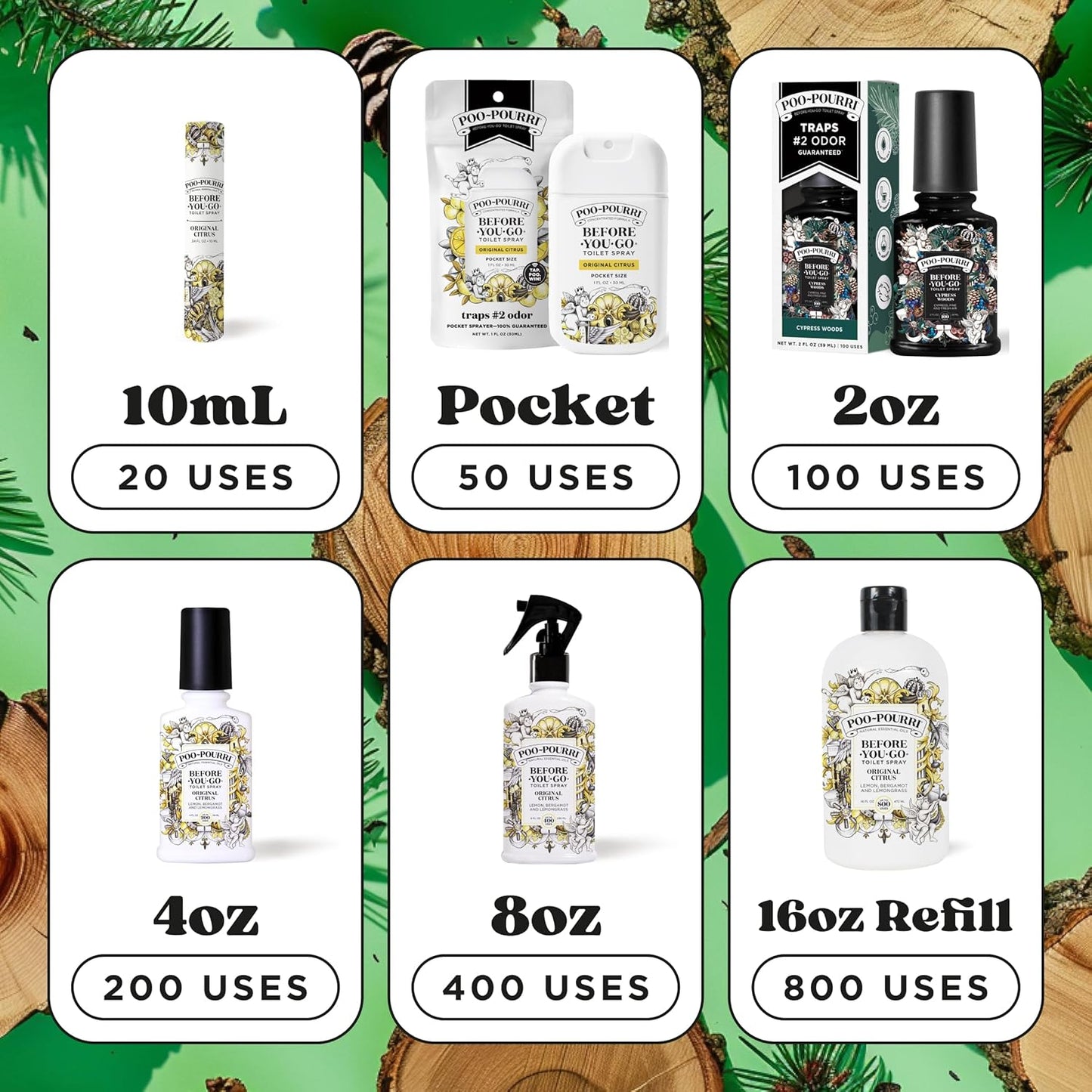 Poo-Pourri Before-You-Go Toilet Spray - Cypress Woods Scent, 2 Fl Oz | Freshen Up Your Bathroom