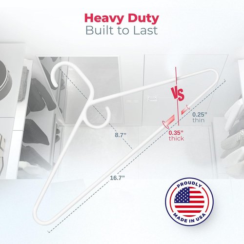 Made in USA Heavy Duty Plastic Clothes Hangers - Strong, Thick Hangers for Jackets & Coats | 18-Pack Black