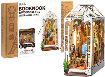 Rolife DIY Book Nook Kit - Garden House Bookshelf Insert | 3D Puzzle Room Decor for All Ages