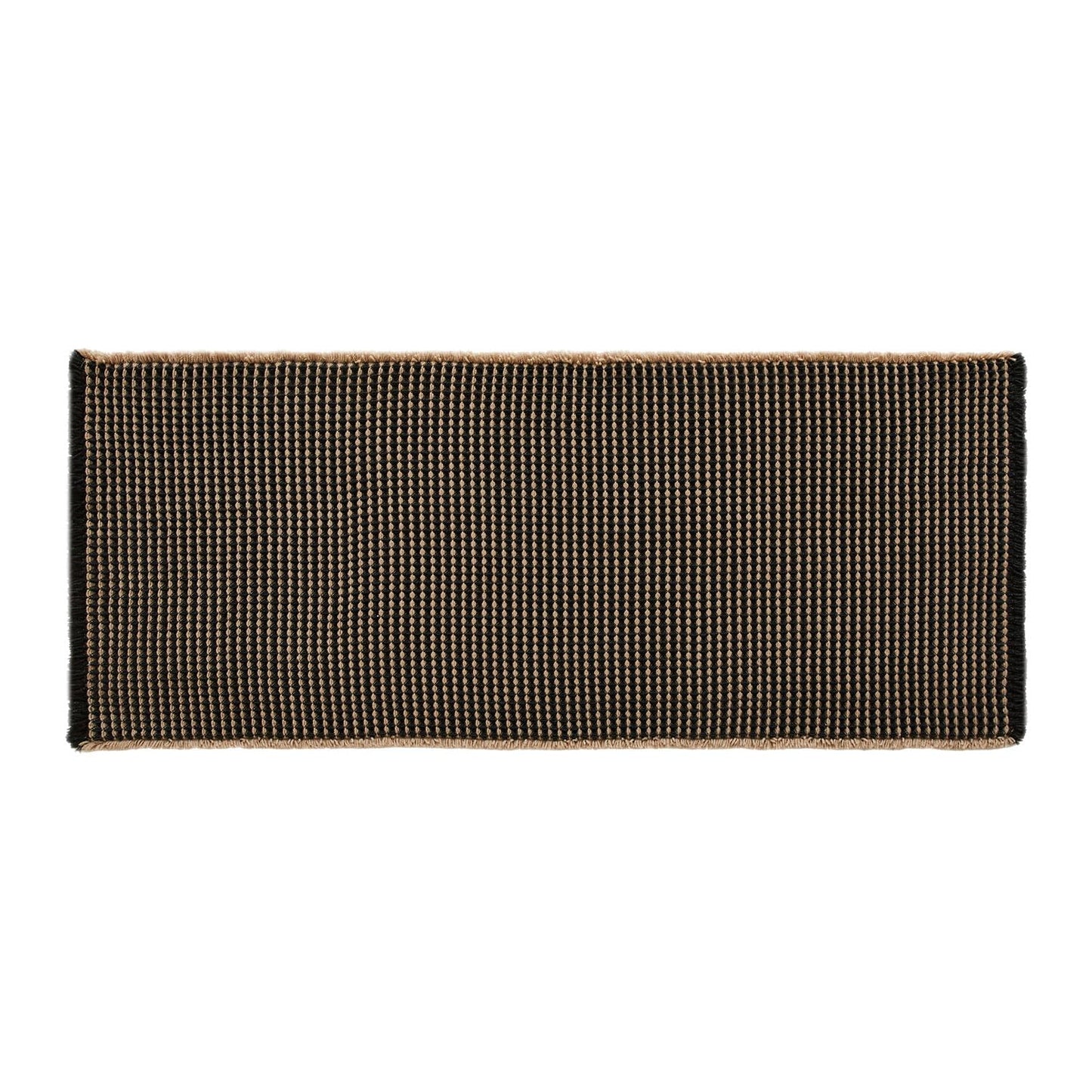 TYUU Waffle Runner Rug Bathroom, Long Boho Bathroom Rugs Non Slip Washable Super Absorbent Quick Dry Farmhouse Bath Decor, 72"x24" Khaki and Black