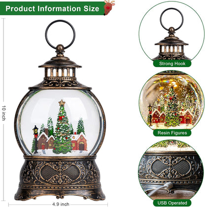 Regine Switzerland Christmas Snow Globe Lantern - Musical Water Lantern with Timer & USB/Battery Operated | Festive Decoration Gift